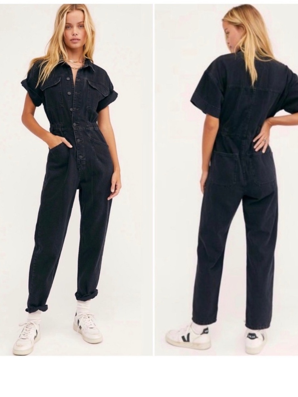 Free People Marci Coverall Denim Jumpsuit